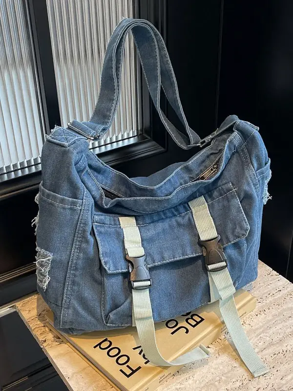 Women Denim Shoulder Bag Vintage Artistic 2026 - Image 4