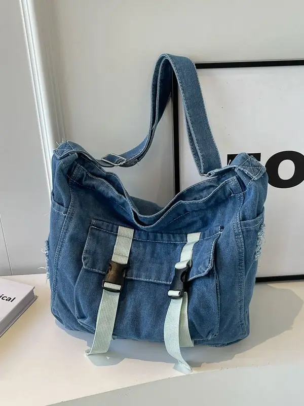 Women Denim Shoulder Bag Vintage Artistic 2026 - Image 5