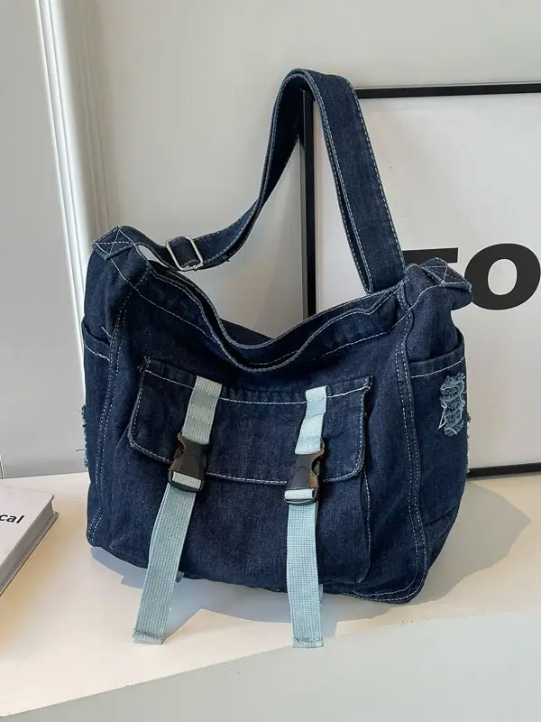 Women Denim Shoulder Bag Vintage Artistic 2026 - Image 6