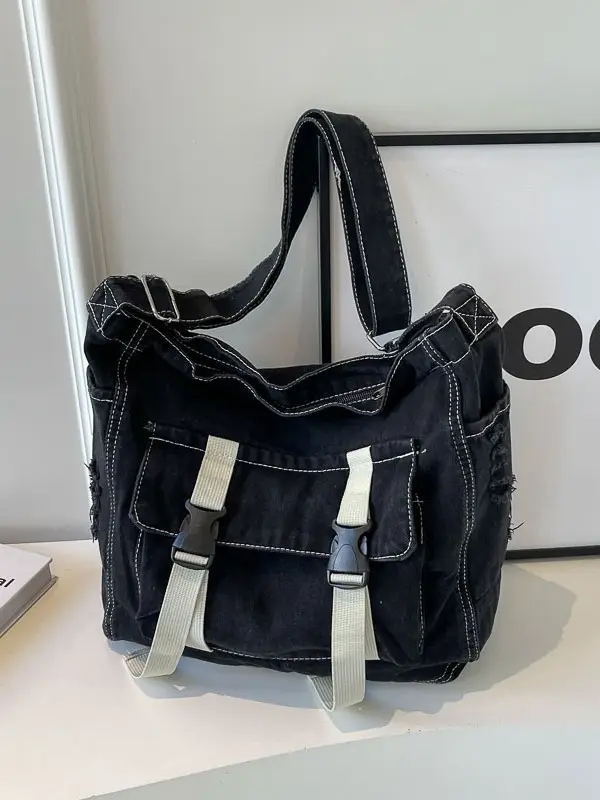 Women Denim Shoulder Bag Vintage Artistic 2026 - Image 7