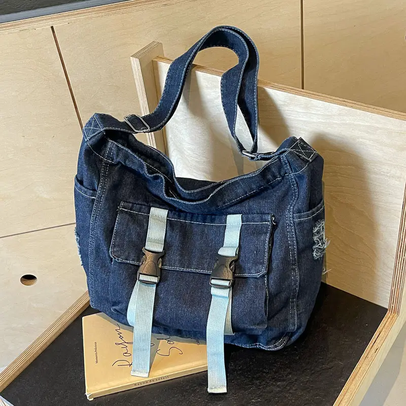 Women Denim Shoulder Bag Vintage Artistic 2026 - Image 2