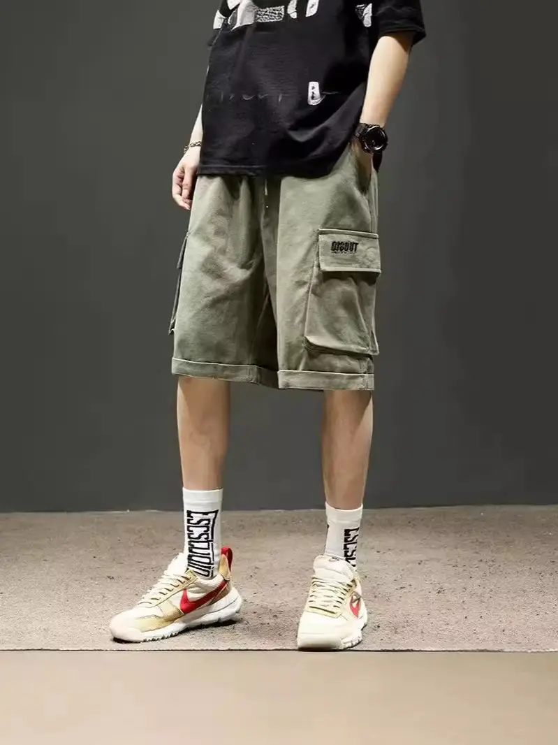 Men's Black Drawstring Short Pants with Pocket - Image 23