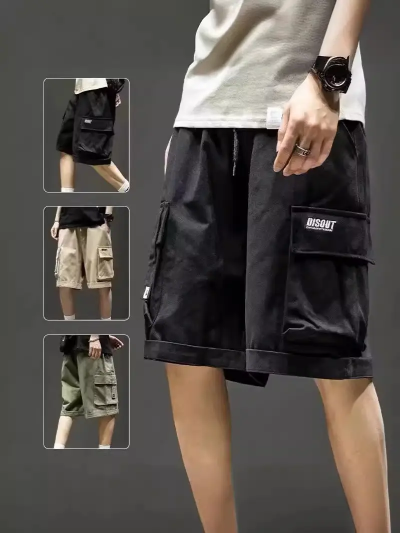 Men's Black Drawstring Short Pants with Pocket - Image 24