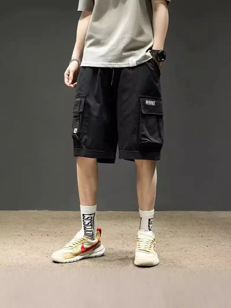Men's Black Drawstring Short Pants with Pocket - Image 25