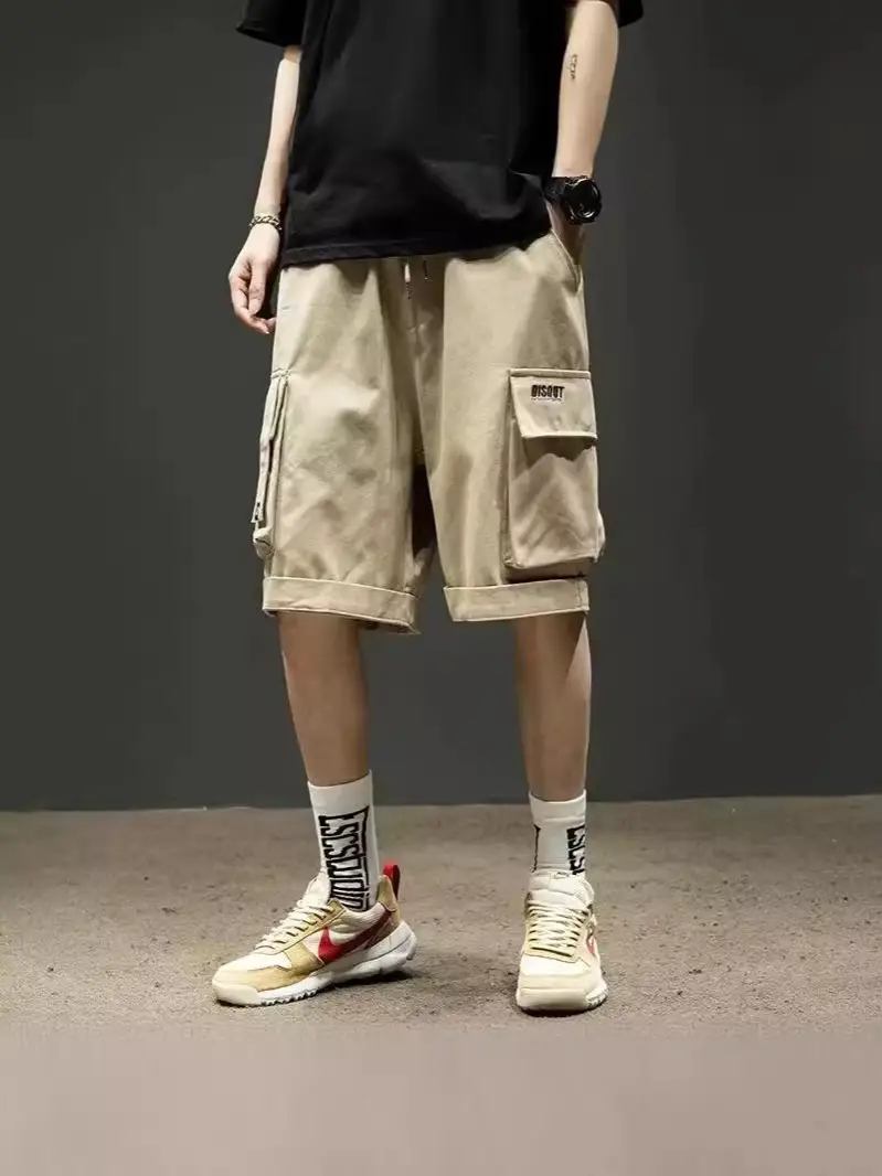 Men's Black Drawstring Short Pants with Pocket - Image 26
