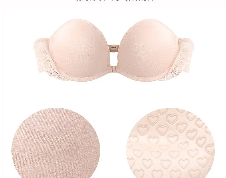 Wedding Dress Non-slip Strapless Bra Front Buckle Strapless Lace Back Wrap Women's Strapless Underwear Bra — feature 10