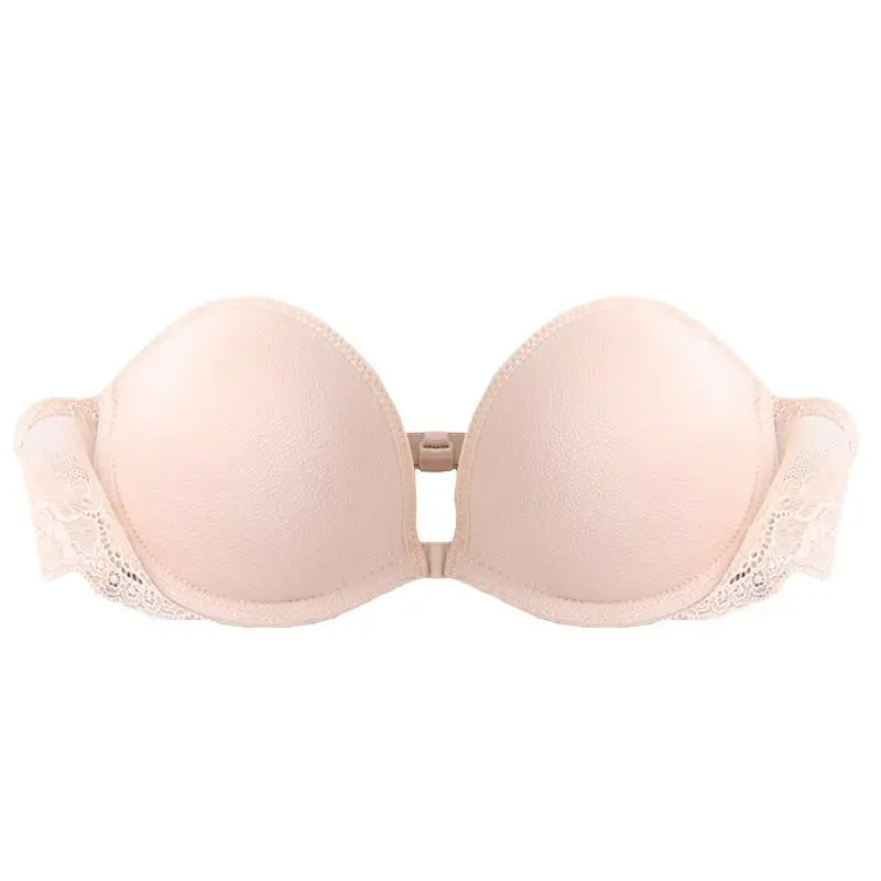 Wedding Dress Non-slip Strapless Bra Front Buckle Strapless Lace Back Wrap Women's Strapless Underwear Bra