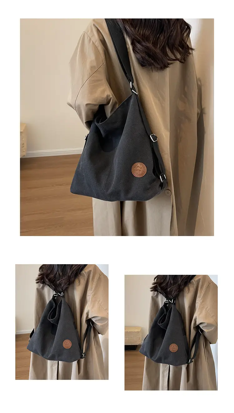 Women's Canvas Shoulder Bag Large Capacity Tan 2024 — feature 9
