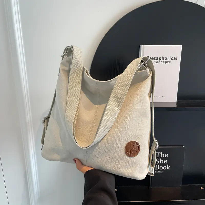Women's Canvas Shoulder Bag Large Capacity Tan 2024 - Image 3