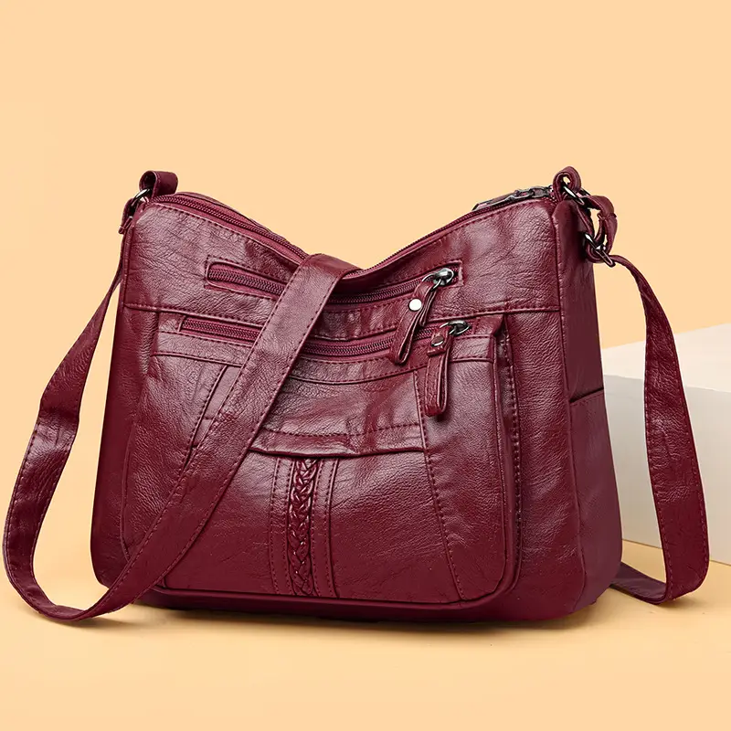 Women's Maroon Crossbody Shoulder Bag with Detachable Strap - Image 9