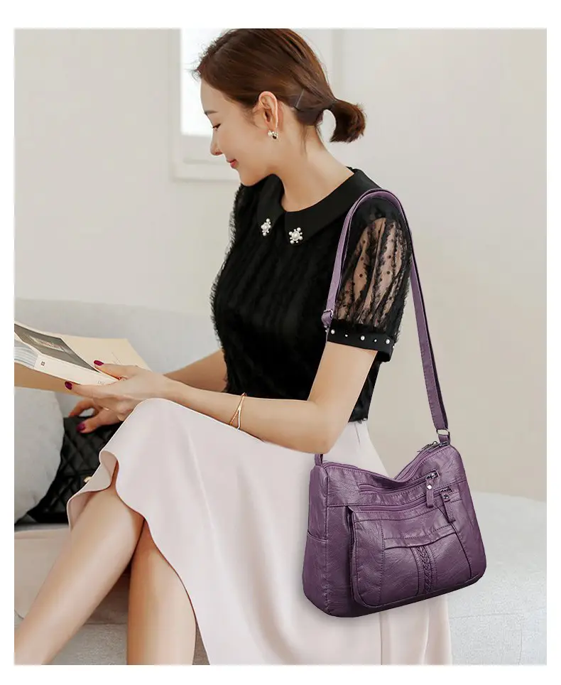 Women's Maroon Crossbody Shoulder Bag with Detachable Strap — feature 14