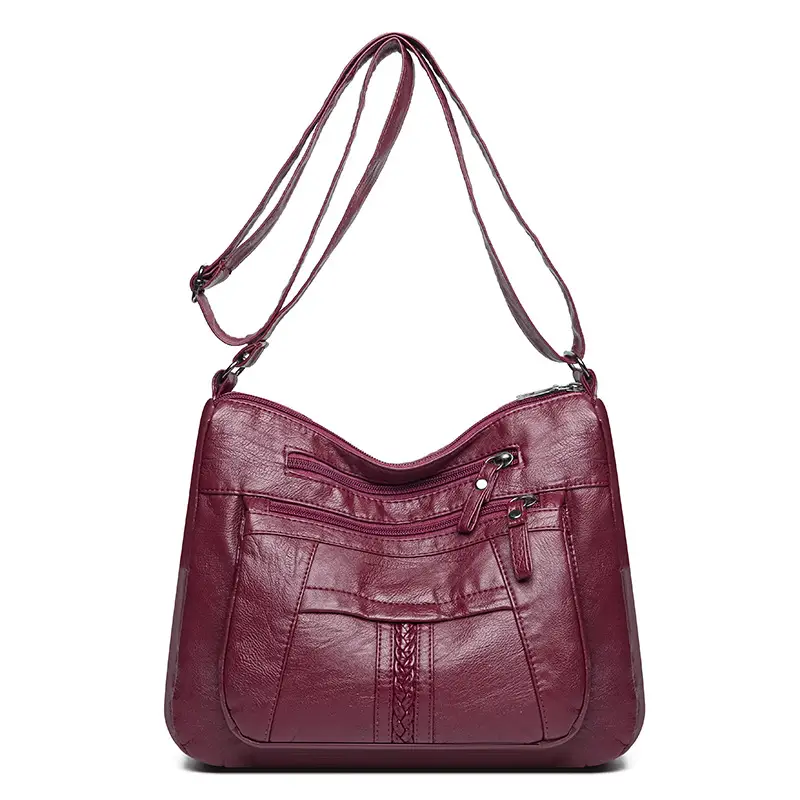 Women's Maroon Crossbody Shoulder Bag with Detachable Strap - Image 2
