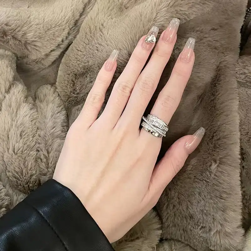 Adjustable Silver Zircon Butterfly Ring for Women - Image 46