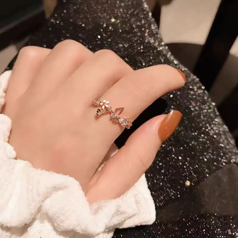 Adjustable Silver Zircon Butterfly Ring for Women - Image 16