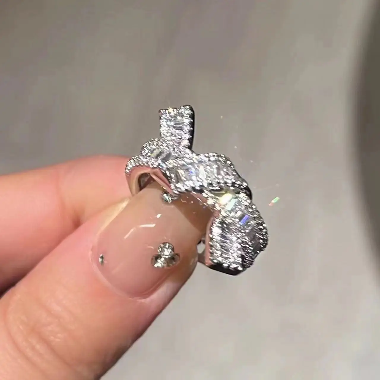 Adjustable Silver Zircon Butterfly Ring for Women - Image 3