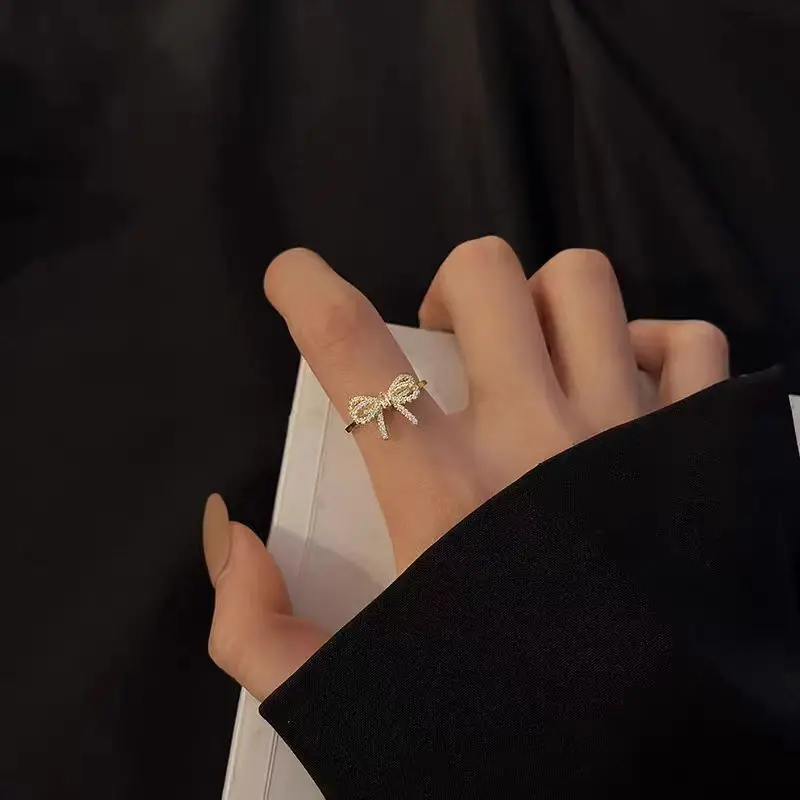 Adjustable Silver Zircon Butterfly Ring for Women - Image 35