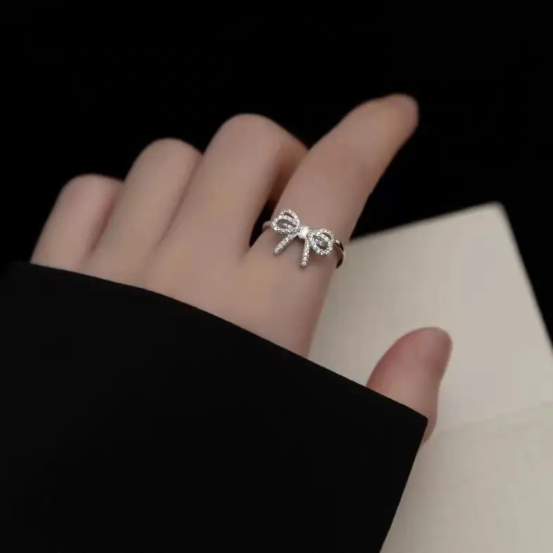 Adjustable Silver Zircon Butterfly Ring for Women - Image 36