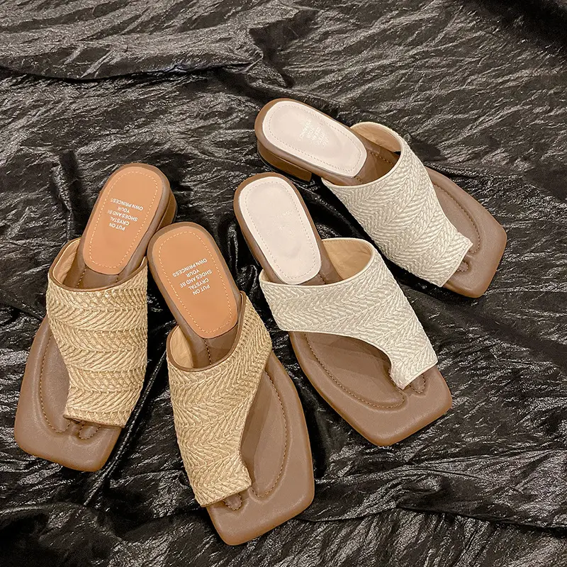French Vintage Woven Flip-on Sandals Women Summer - Image 5