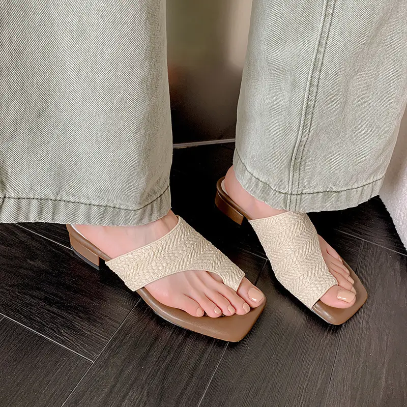French Vintage Woven Flip-on Sandals Women Summer - Image 6