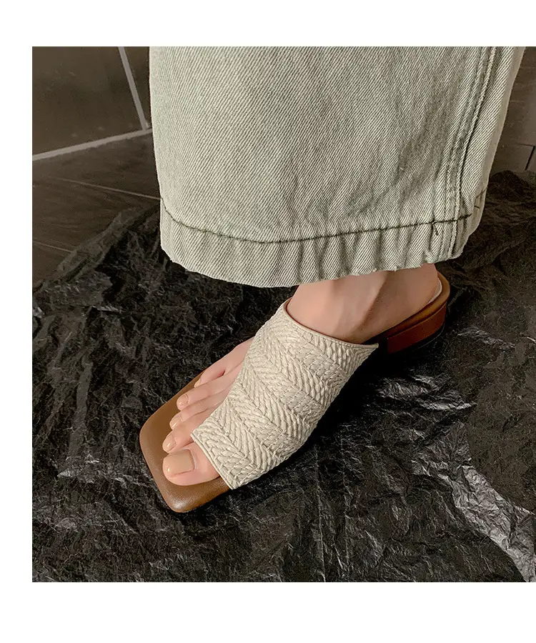 French Vintage Woven Flip-on Sandals Women Summer — feature 11