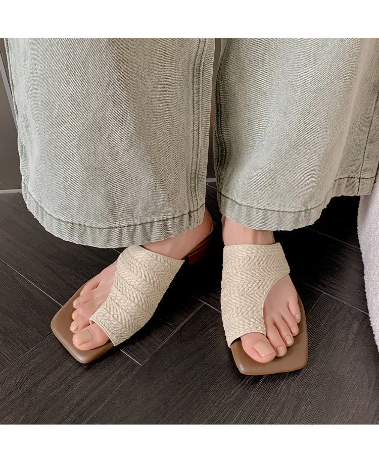 French Vintage Woven Flip-on Sandals Women Summer — feature 12