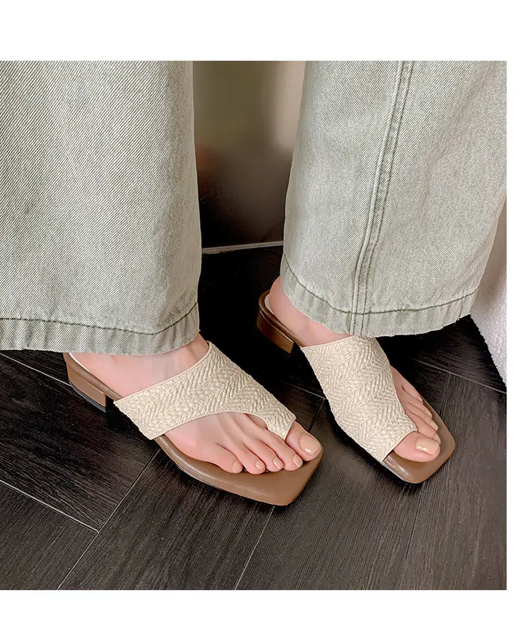 French Vintage Woven Flip-on Sandals Women Summer — feature 13