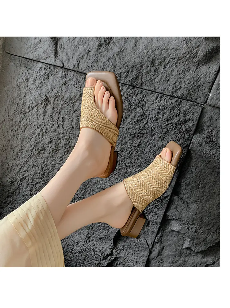 French Vintage Woven Flip-on Sandals Women Summer — feature 27