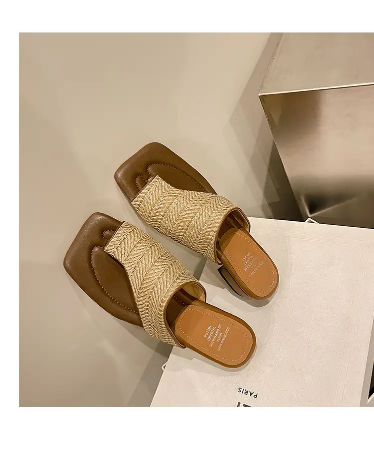 French Vintage Woven Flip-on Sandals Women Summer — feature 32