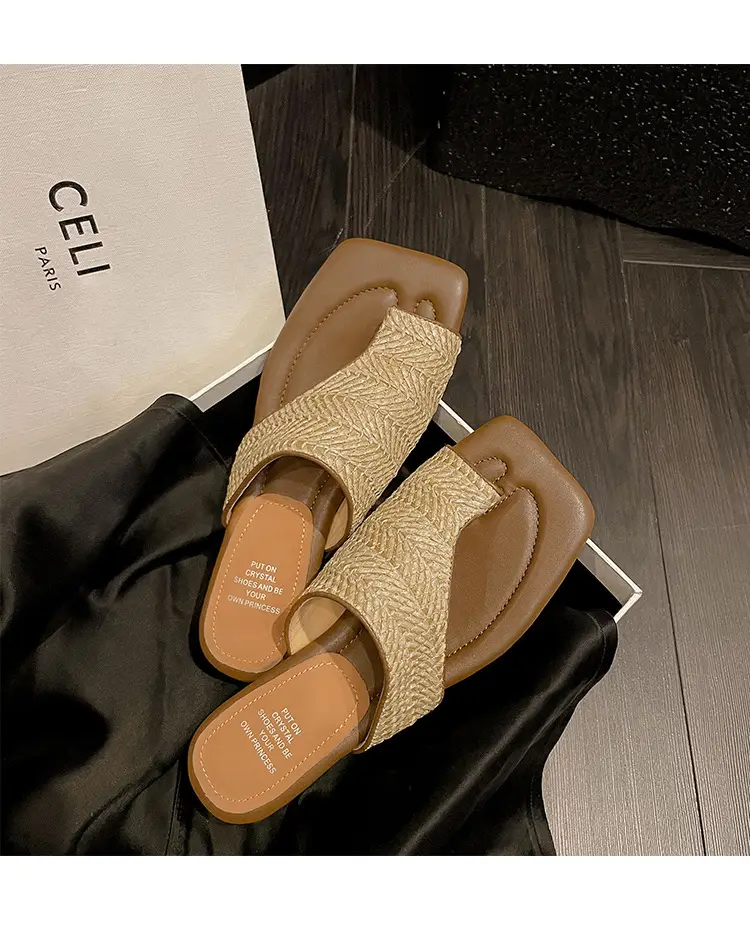 French Vintage Woven Flip-on Sandals Women Summer — feature 33