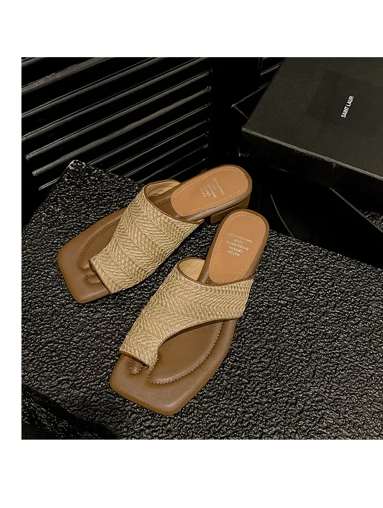 French Vintage Woven Flip-on Sandals Women Summer — feature 34