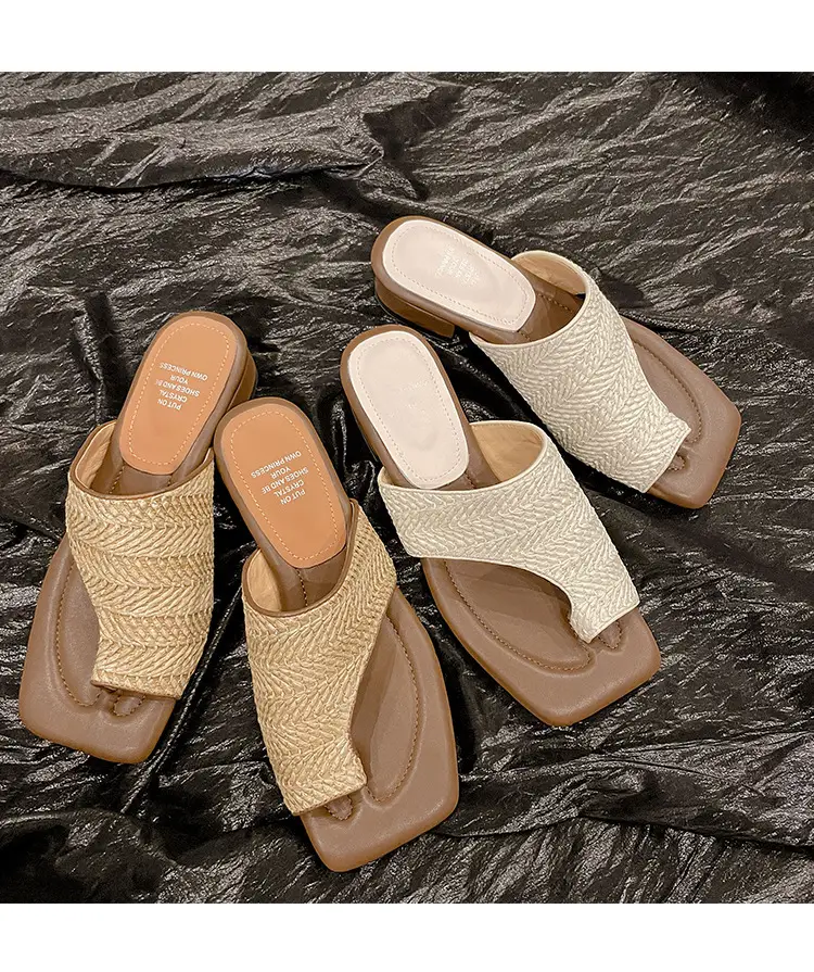 French Vintage Woven Flip-on Sandals Women Summer — feature 5