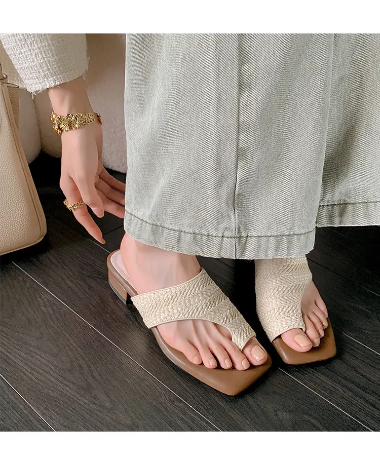 French Vintage Woven Flip-on Sandals Women Summer — feature 6