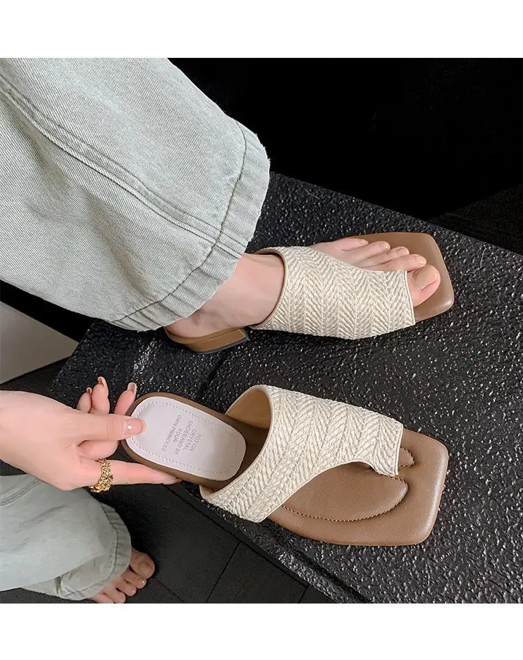 French Vintage Woven Flip-on Sandals Women Summer — feature 8