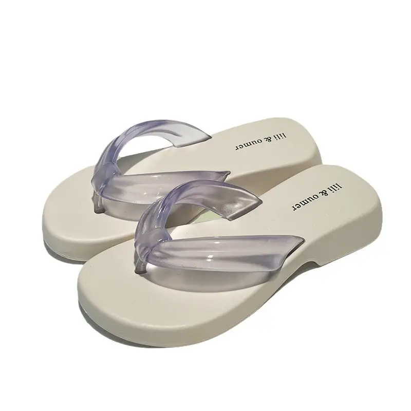 Women Transparent Ins Mid-heel Flip Flops Summer - Image 9