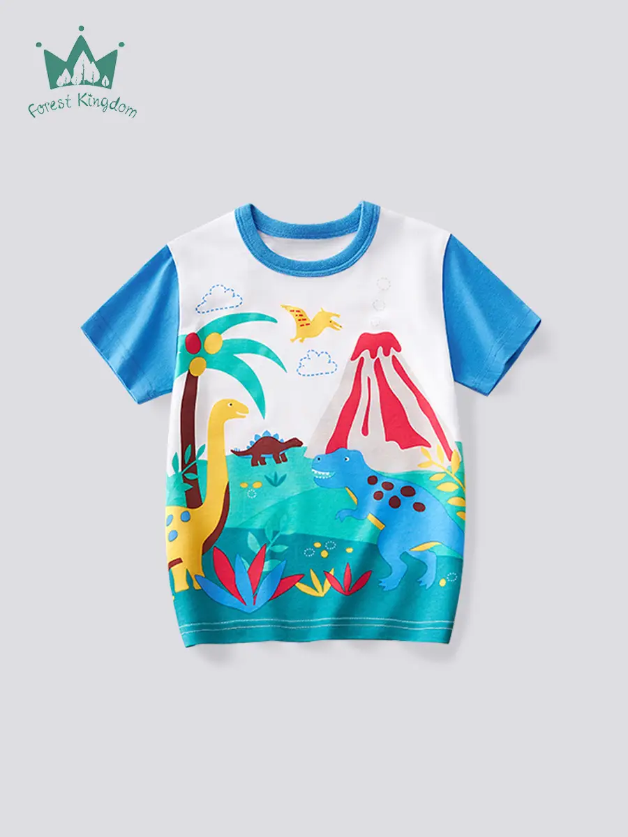Children's Forest Cartoon T-Shirt Boys Middle Age Summer - Image 2