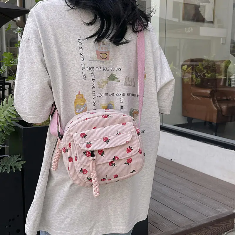 Strawberry Print Crossbody Bag for Women - Image 6