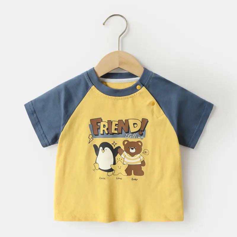 Baby T-Shirt Yellow Blue Short Sleeve Summer Cotton