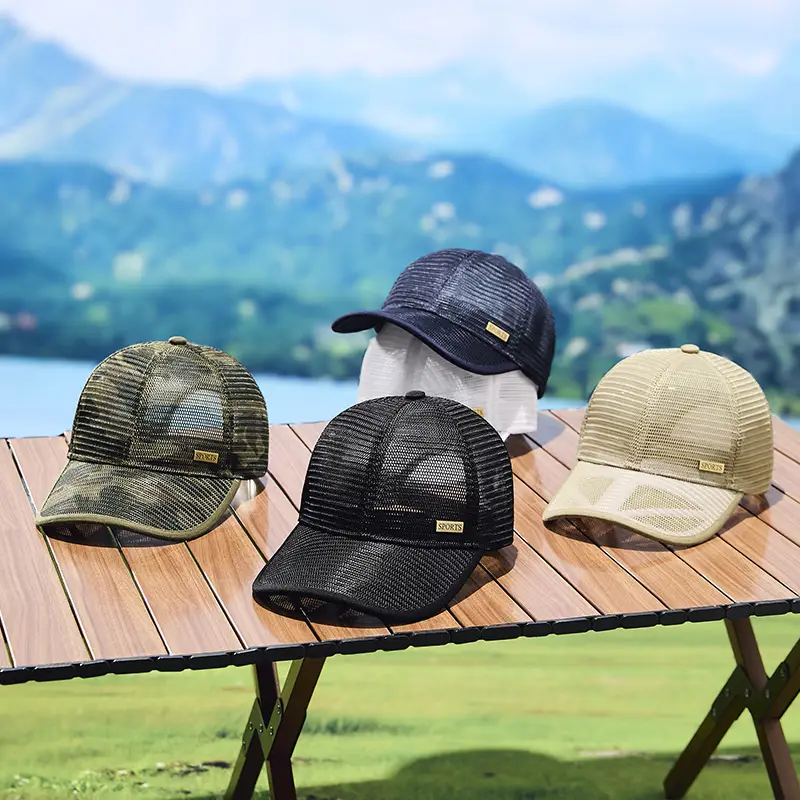 Men's Beige Duck Tongue Sun Hat with Mesh Back - Image 7