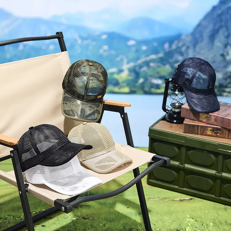 Men's Beige Duck Tongue Sun Hat with Mesh Back - Image 8