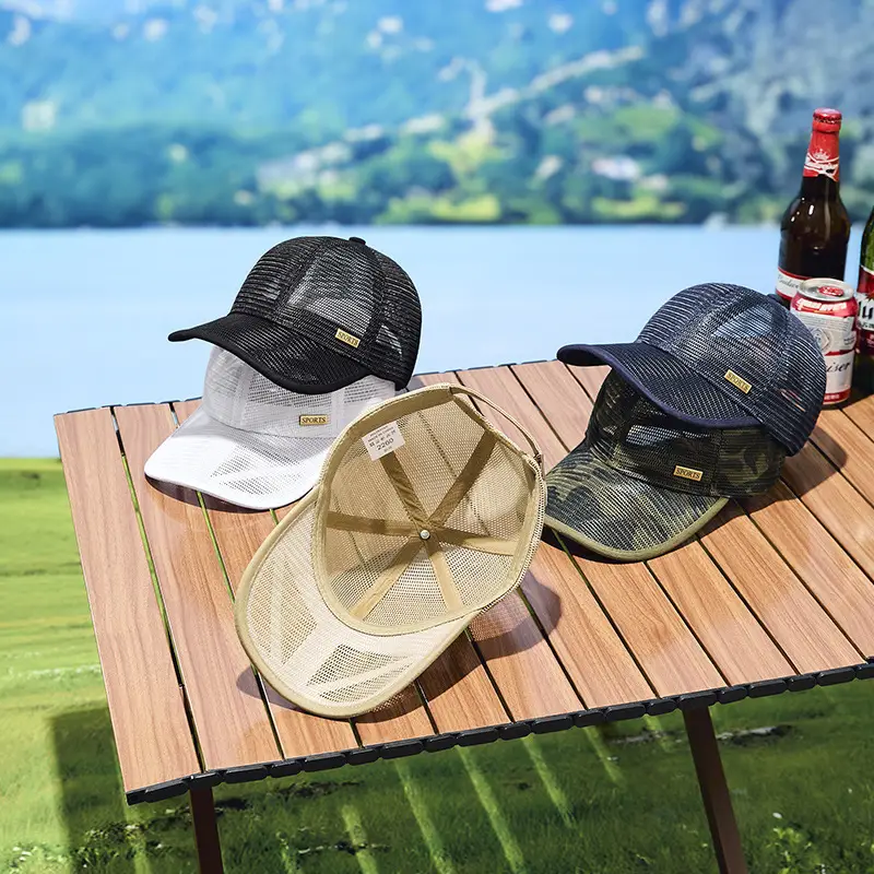 Men's Beige Duck Tongue Sun Hat with Mesh Back - Image 9