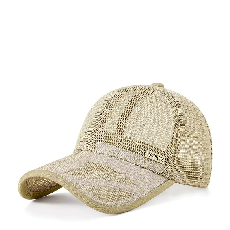 Men's Beige Duck Tongue Sun Hat with Mesh Back - Image 3