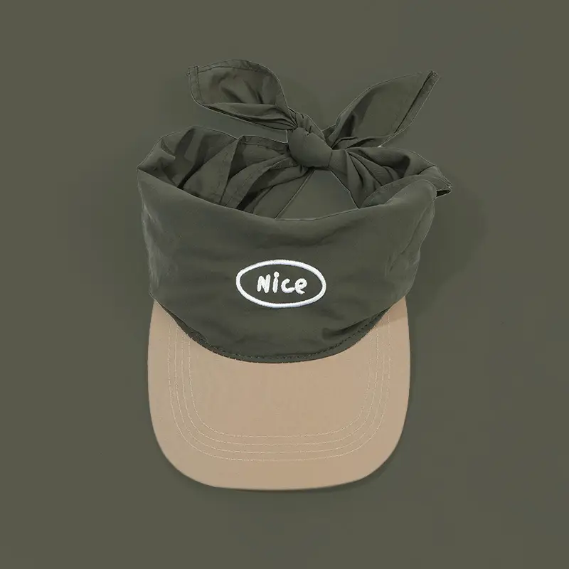 Women Korean Style Sun Protection Turban Cap Black - Image 5