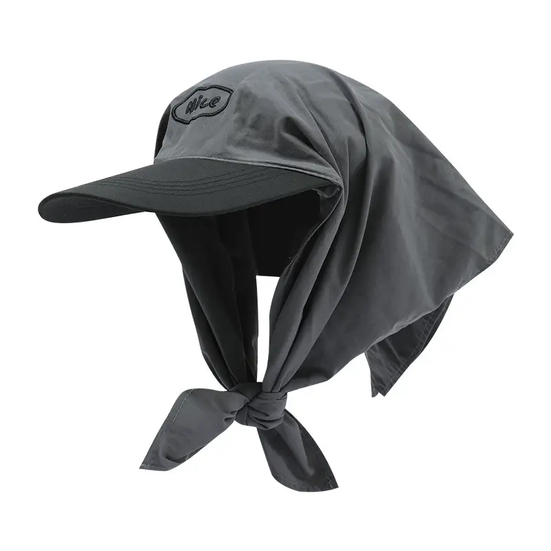 Women Korean Style Sun Protection Turban Cap Black - Image 6