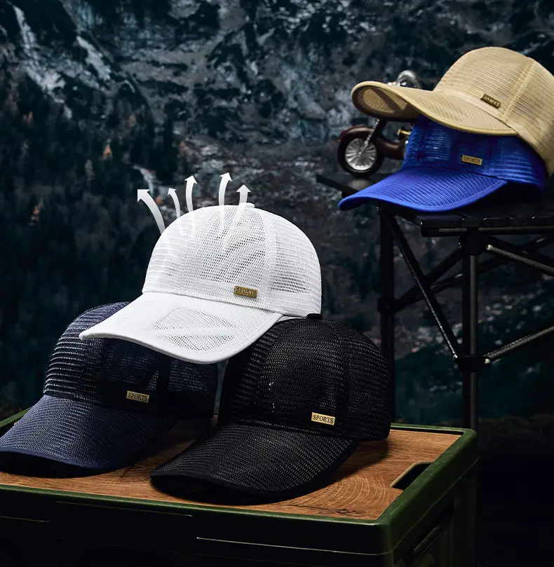 Men's Long Brim Baseball Cap Sunscreen Breathable Mesh — feature 11