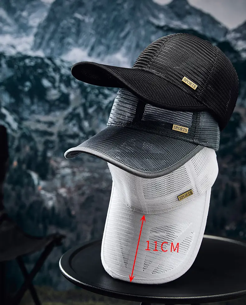 Men's Long Brim Baseball Cap Sunscreen Breathable Mesh — feature 14