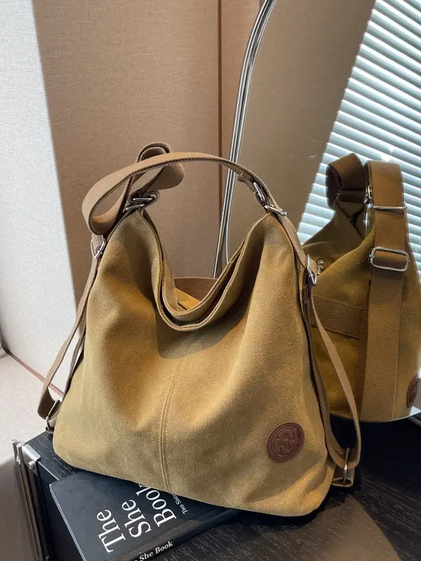 Women's Black Canvas Shoulder Bag 2026 - Image 6