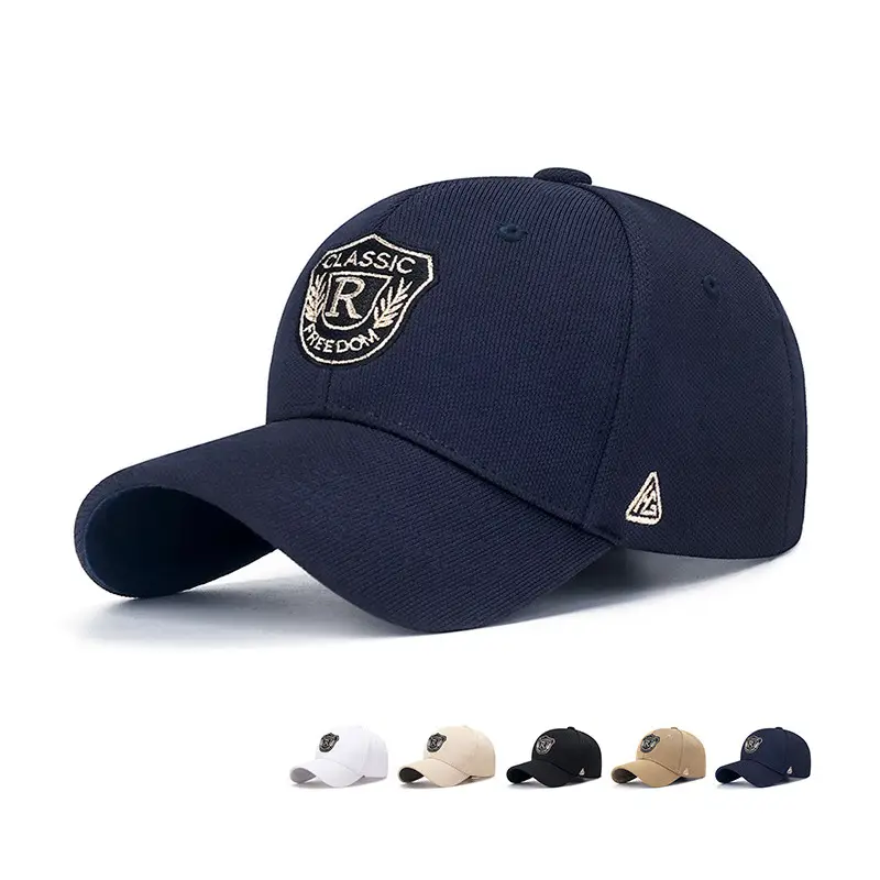 R Letter Baseball Cap Navy Gold Embroidery - Image 6
