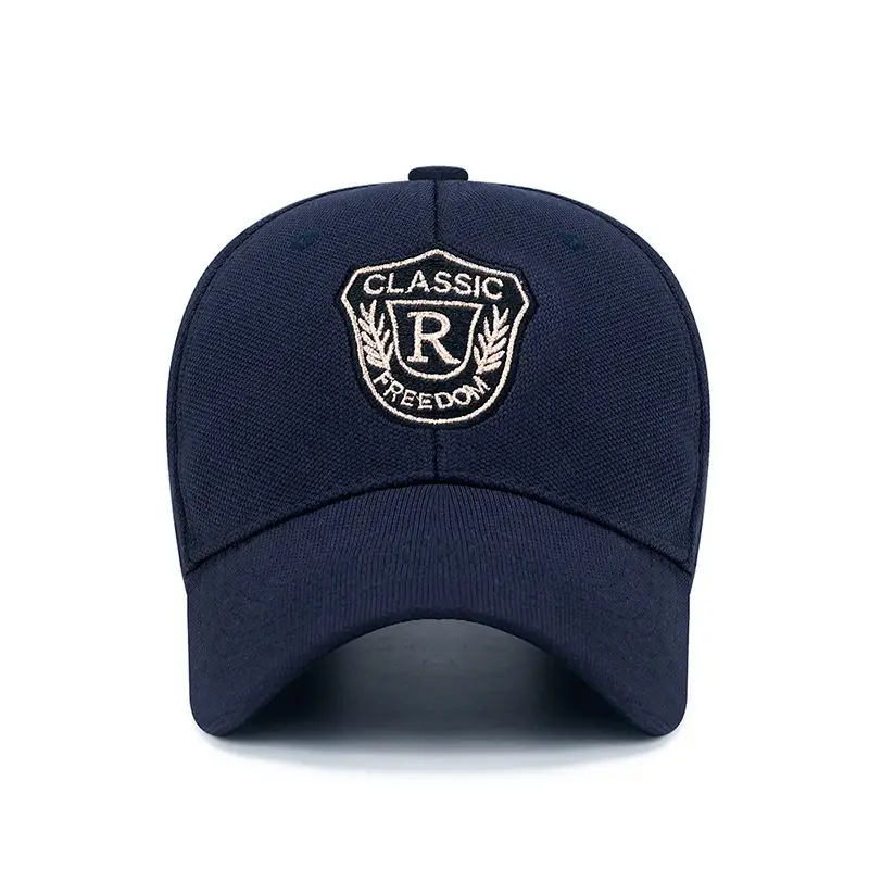 R Letter Baseball Cap Navy Gold Embroidery - Image 8