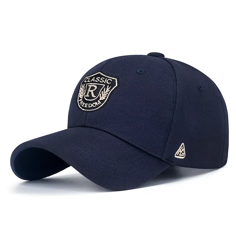 R Letter Baseball Cap Navy Gold Embroidery - Image 5