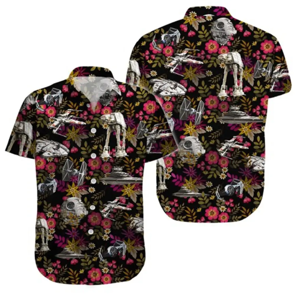 Hawaii Palm Print Short Sleeve Men Shirt Blue — feature 13